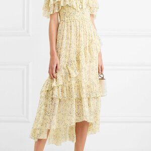 *NWT* ULLA JOHNSON PENNINAH YELLOW FLORAL MIDI DRESS SZ US 4